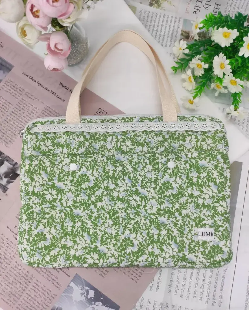 LUMi Pastel Garden Macbook 13" Sleeve #3 Leaf Green