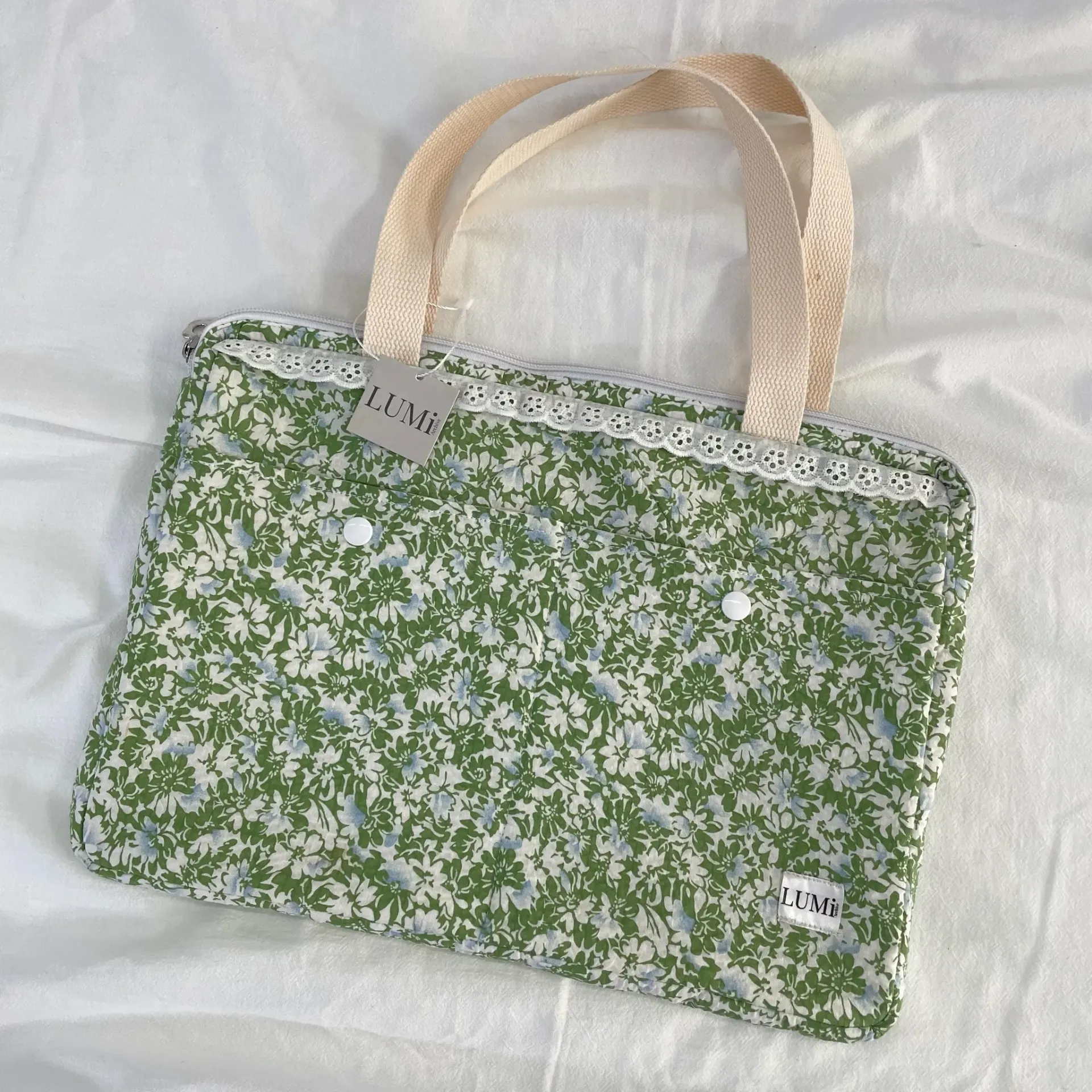 LUMi Pastel Garden Macbook 13" Sleeve Leaf Green