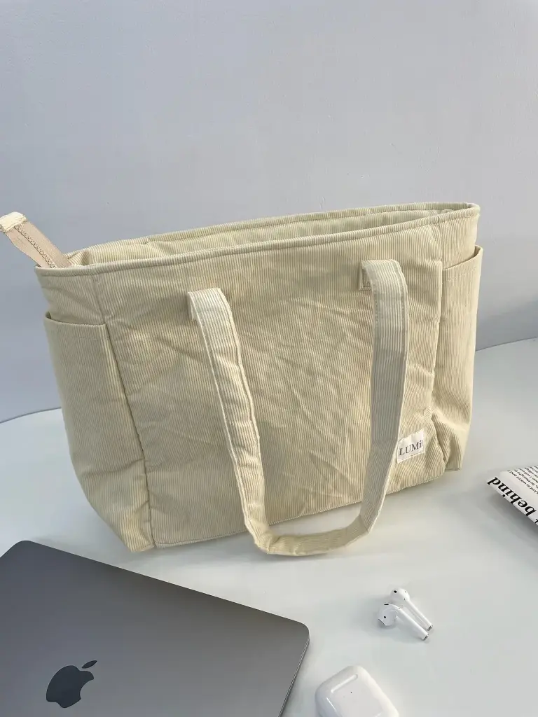 LUMi Corduroy Everyday Tote - Cream