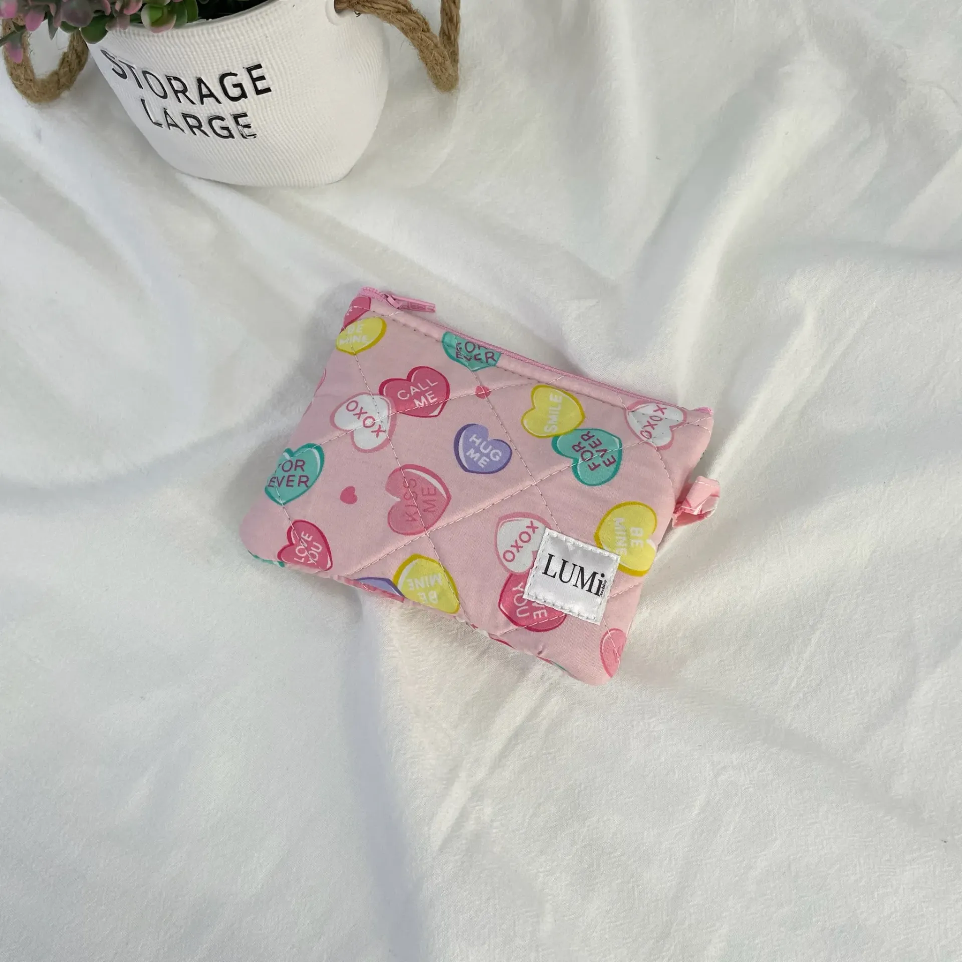 LUMi Mini Zipper Wallet - Pink Heart