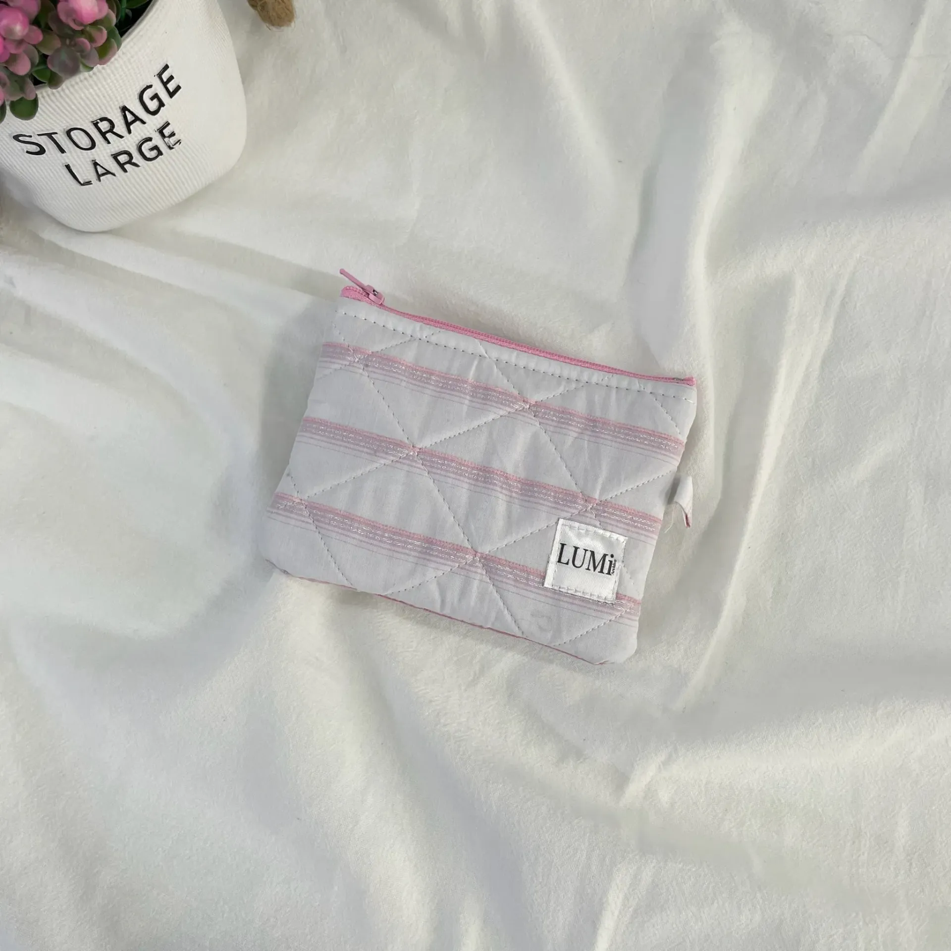 LUMi Mini Zipper Wallet - Pink Stripe