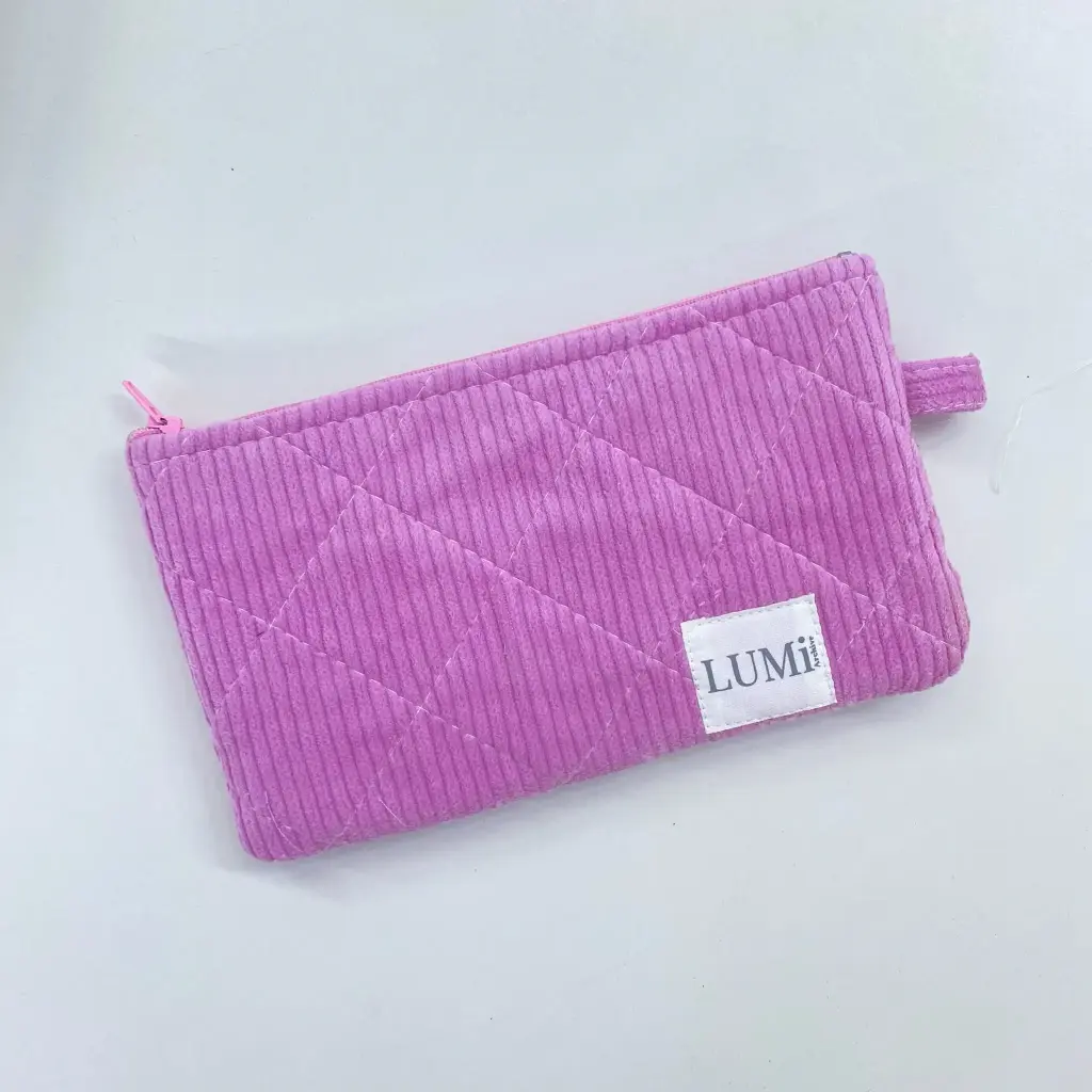 LUMi Corduroy Regular Zipper Wallet - Baby Pink