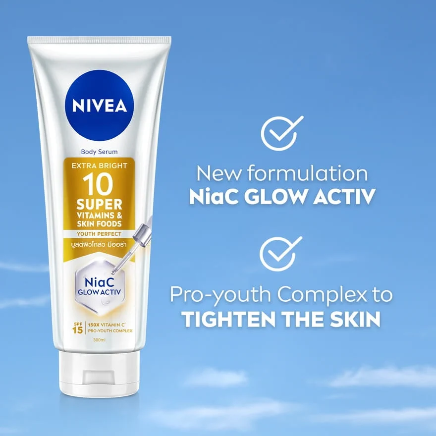 NIVEA Super Vitamins Skin Foods 320ml (NiaC Glow Activ + Youth Perfection)