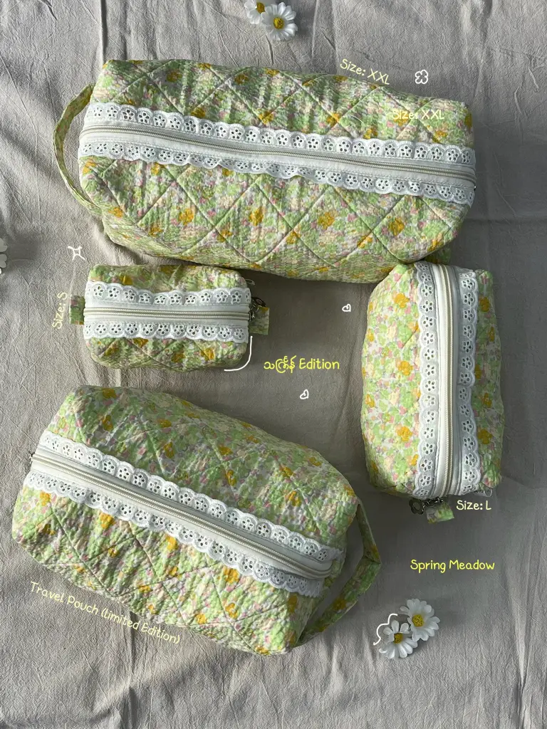 Thingyan Edition — Travel Pouch Set (4 Sizes) Spring Meadow