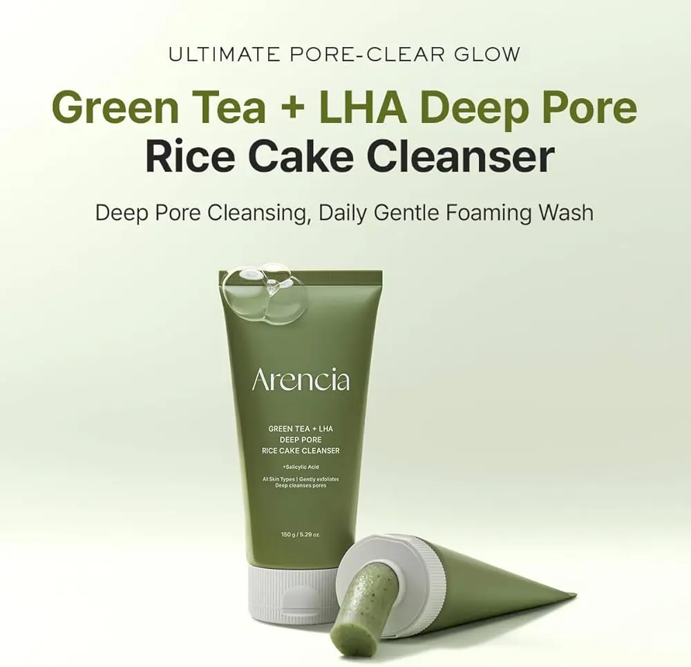 Arencia Green Tea + LHA Deep Pore Rice Cake Cleanser 150g