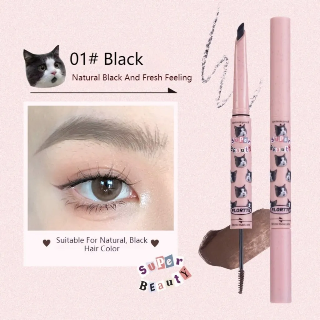 Flortte Eyebrow Pencil Brow Mascara (01 Black)