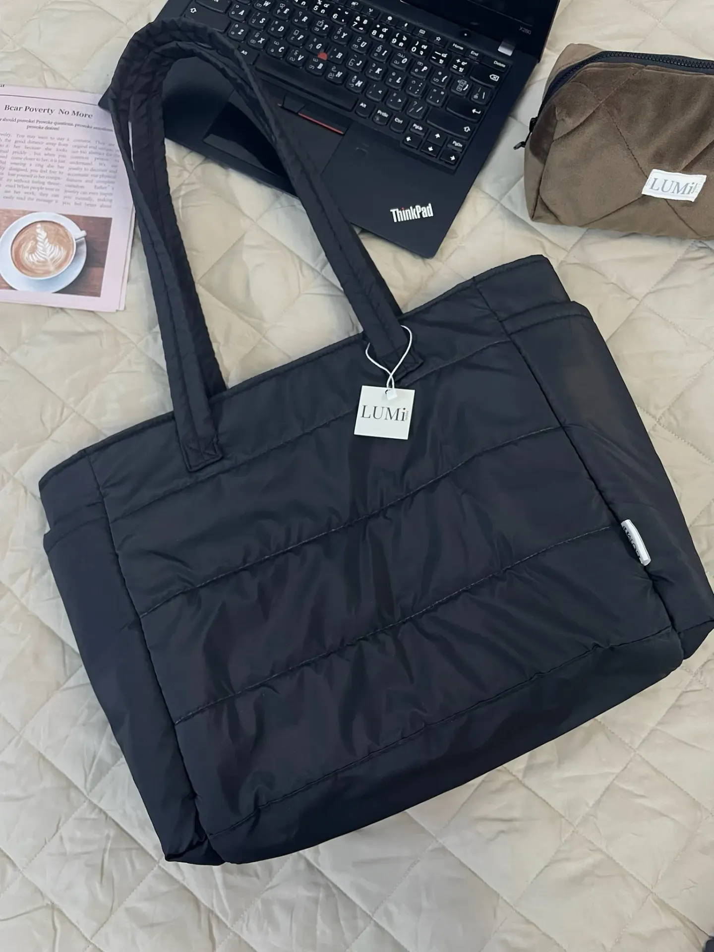 LUMi PU Nylon Everyday Tote | Black