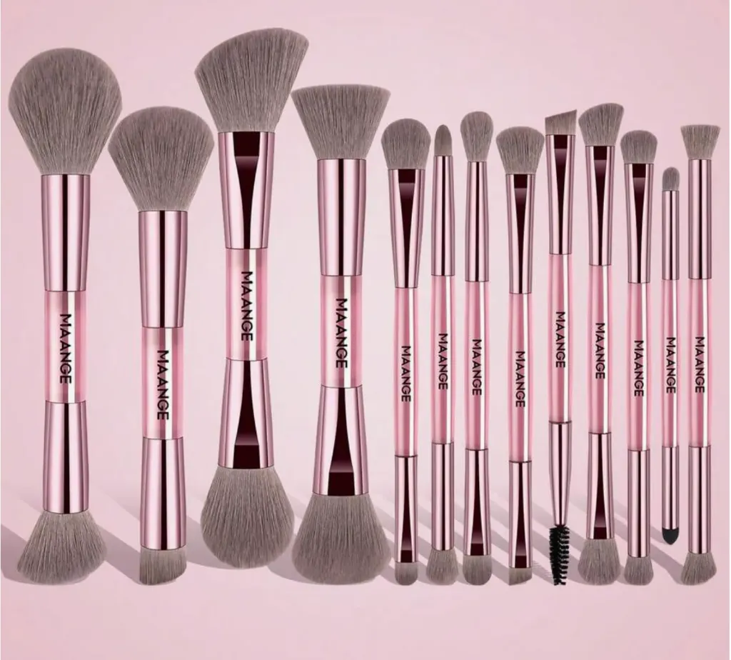 MAANGE 13pcs Dual-Ended Makeup Brush Set | Pink