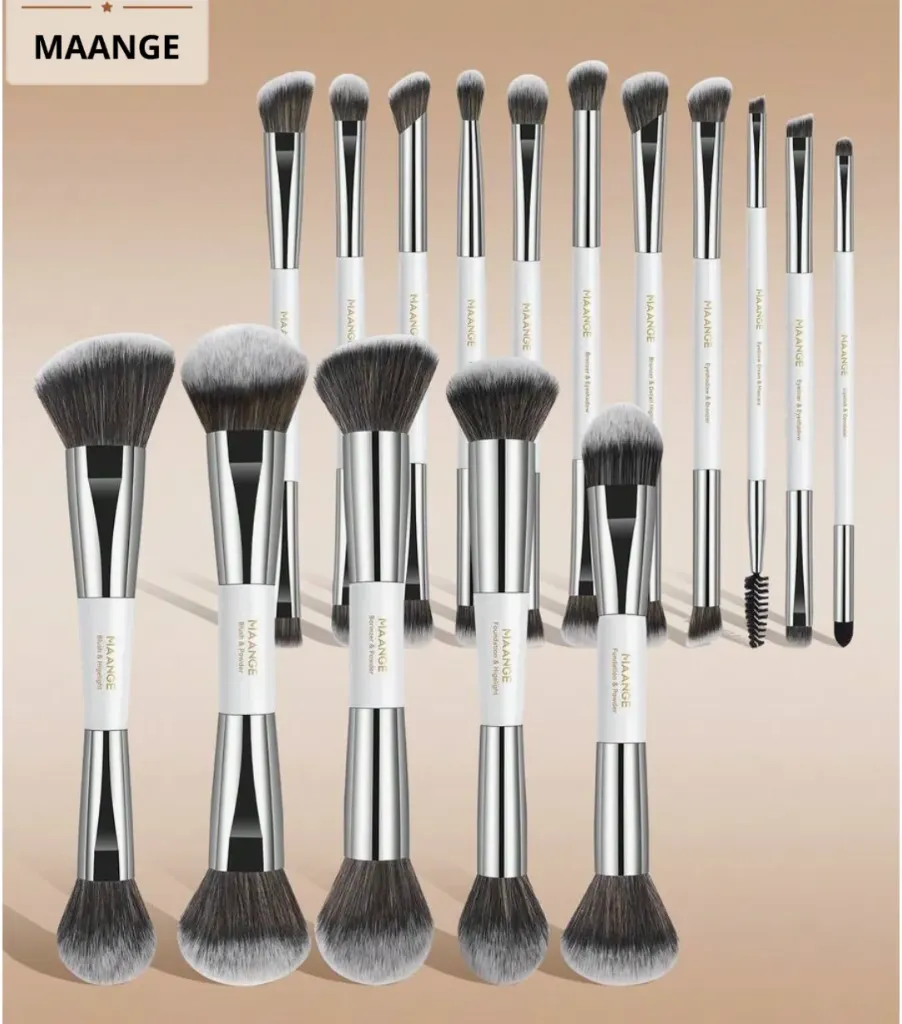 MAANGE 16pcs Professional Makeup Brush Set | White