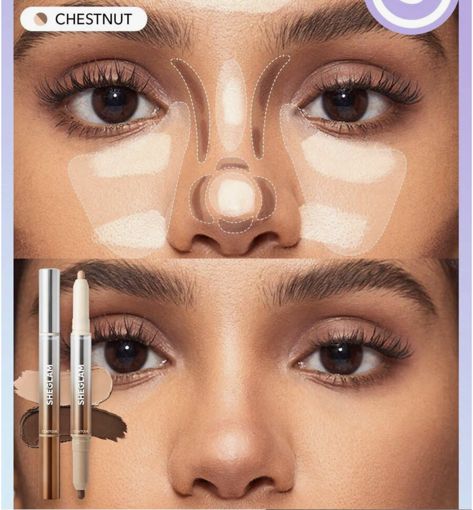 SHEGLAM Fine Line 2-In-1 Nose Contour & Highlight Pen - Chestnut