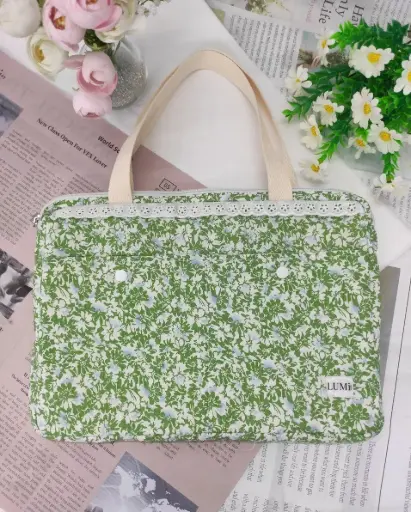 LUMi Pastel Garden Macbook 13" Sleeve #3 Leaf Green