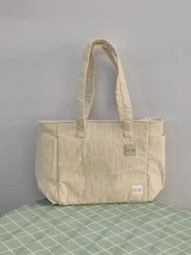 LUMi Corduroy Everyday Tote #10 Cream