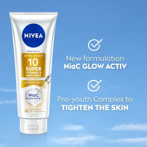 NIVEA Super Vitamins Skin Foods 320ml (NiaC Glow Activ + Youth Perfection)