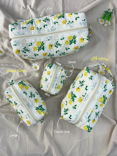 Thingyan Edition — Travel Pouch Set (4 Sizes) Golden Bloom