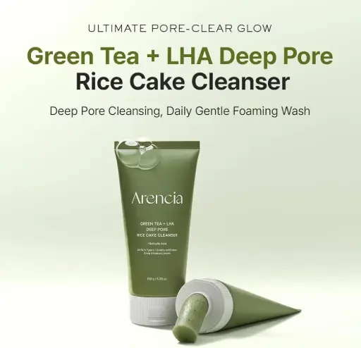 Arencia Green Tea + LHA Deep Pore Rice Cake Cleanser 150g