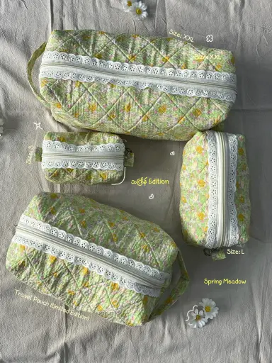 Thingyan Edition — Travel Pouch Set (4 Sizes) Spring Meadow